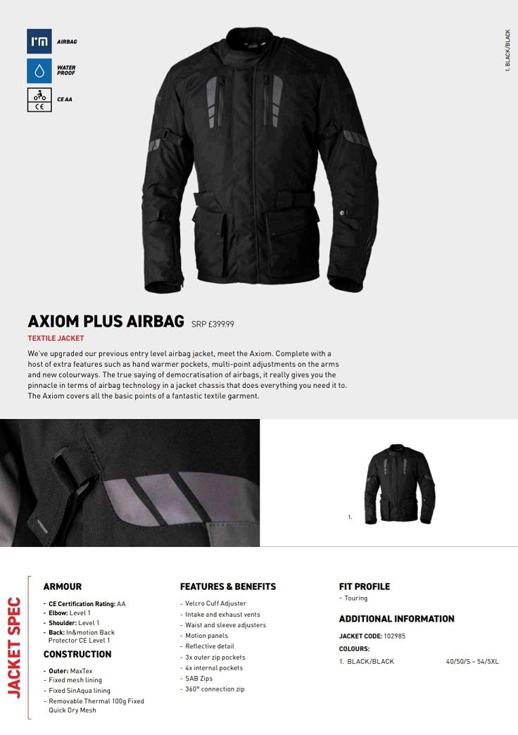 RST Axiom plus airbag textile jacket