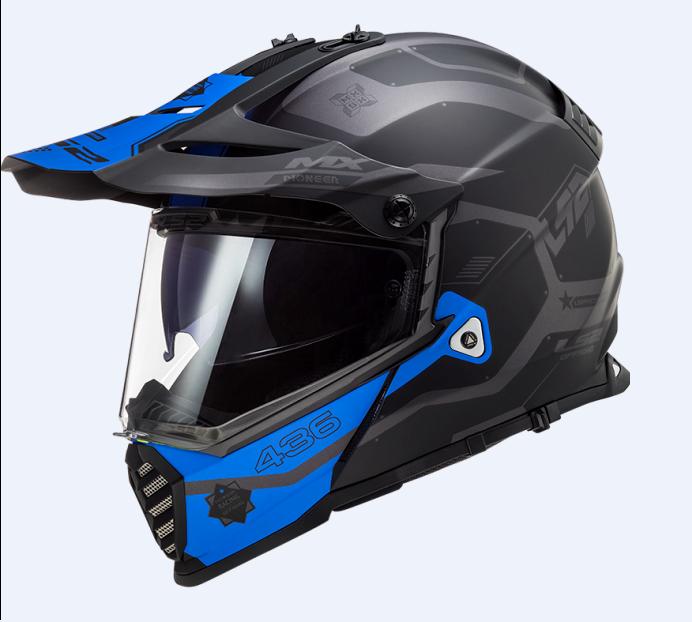 LS2 Pioneer EVO adventure helmet graphic blue / black