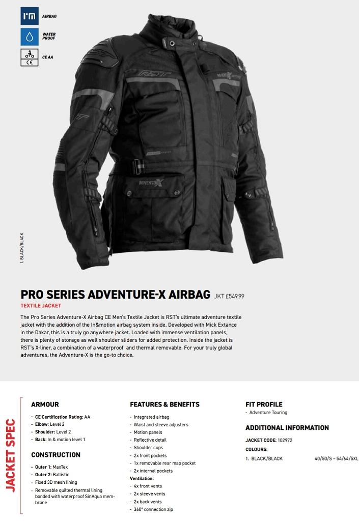 RST Pro series Adventure X airbag jacket