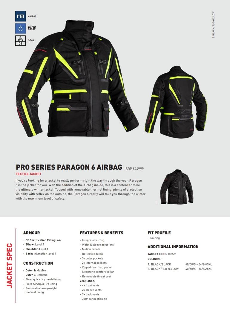 RST Pro Series Paragon 6 airbag textile jacket