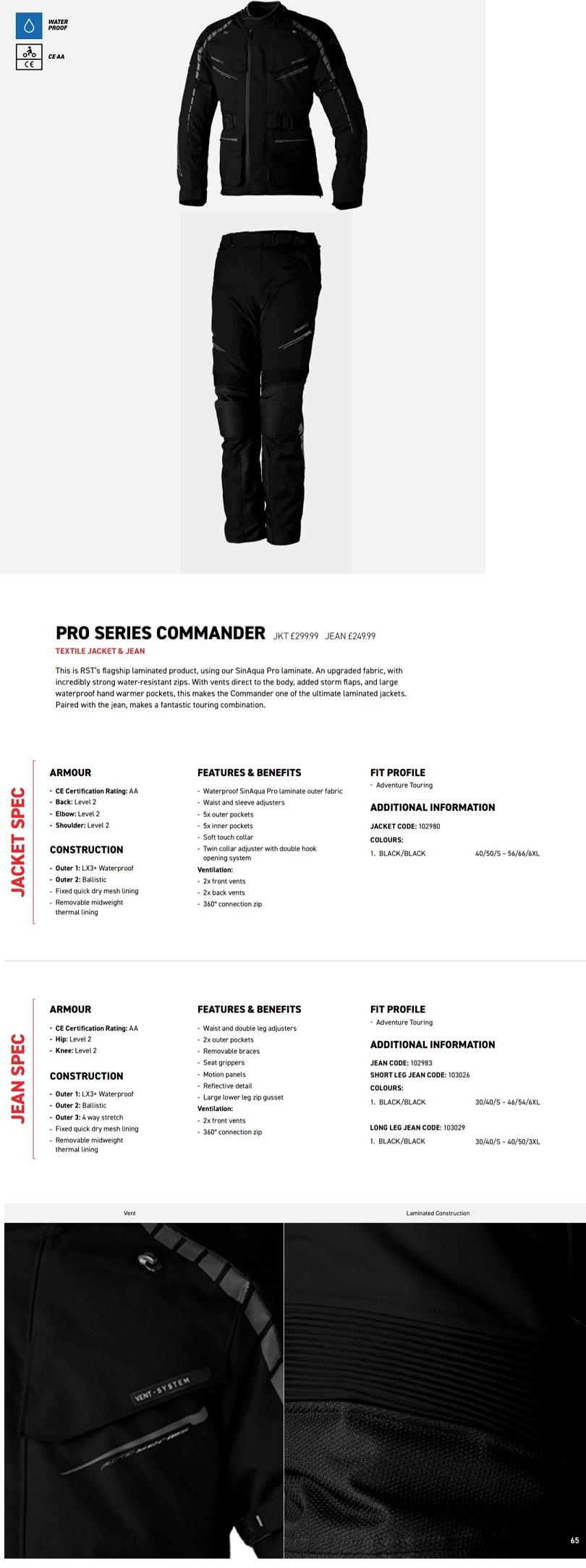 RST Pro Series Commander textile jacket and pant