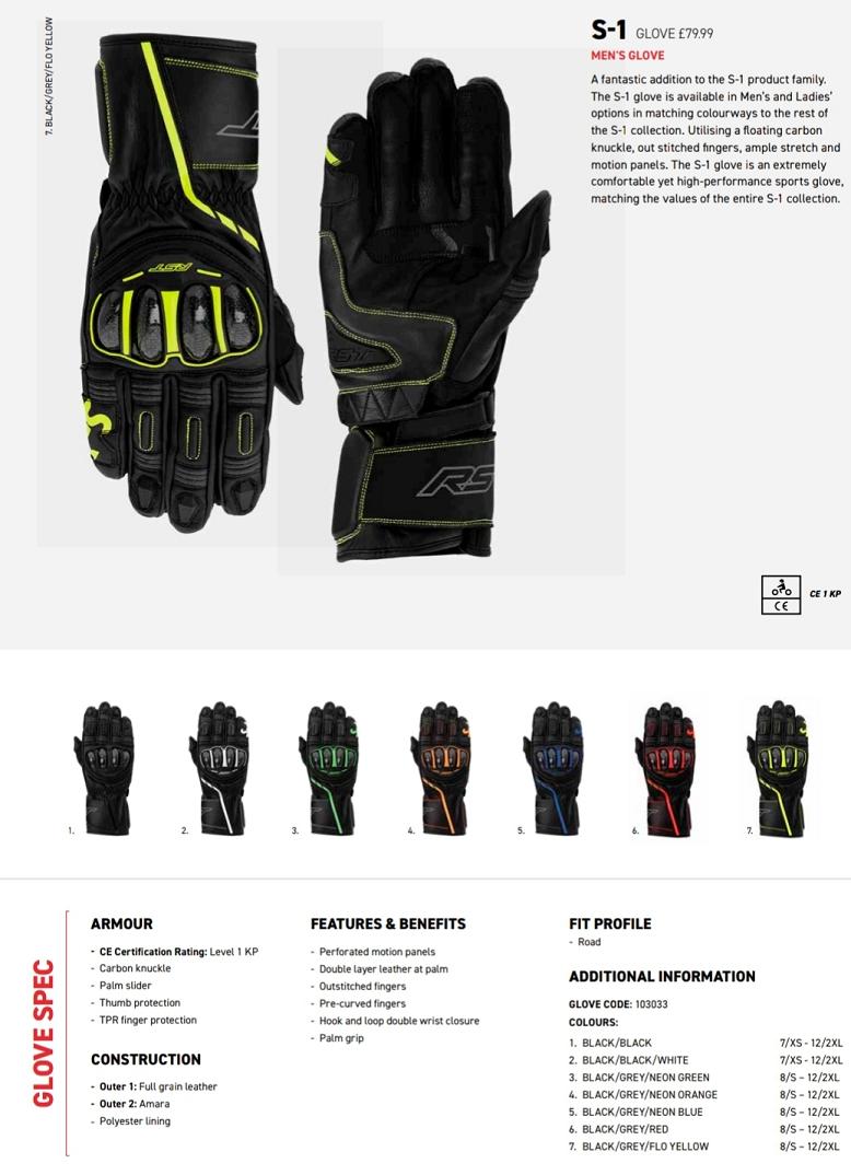 RST S1 gloves