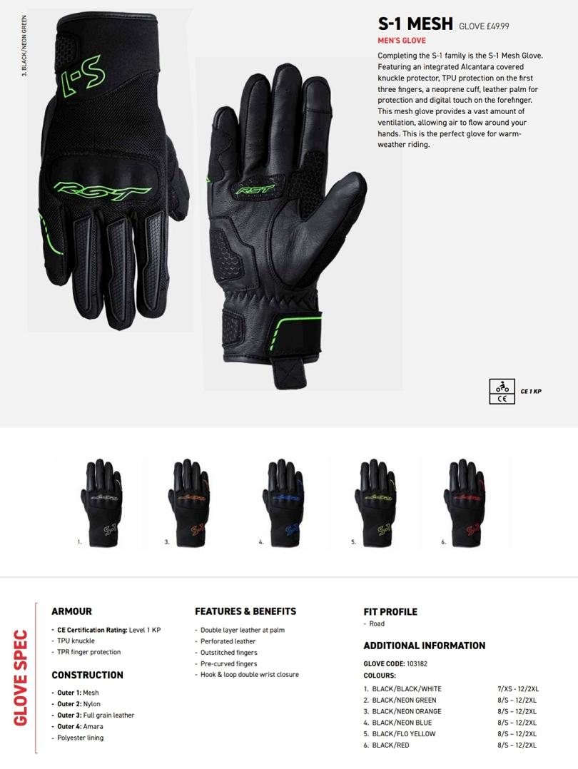 RST S1 mesh gloves