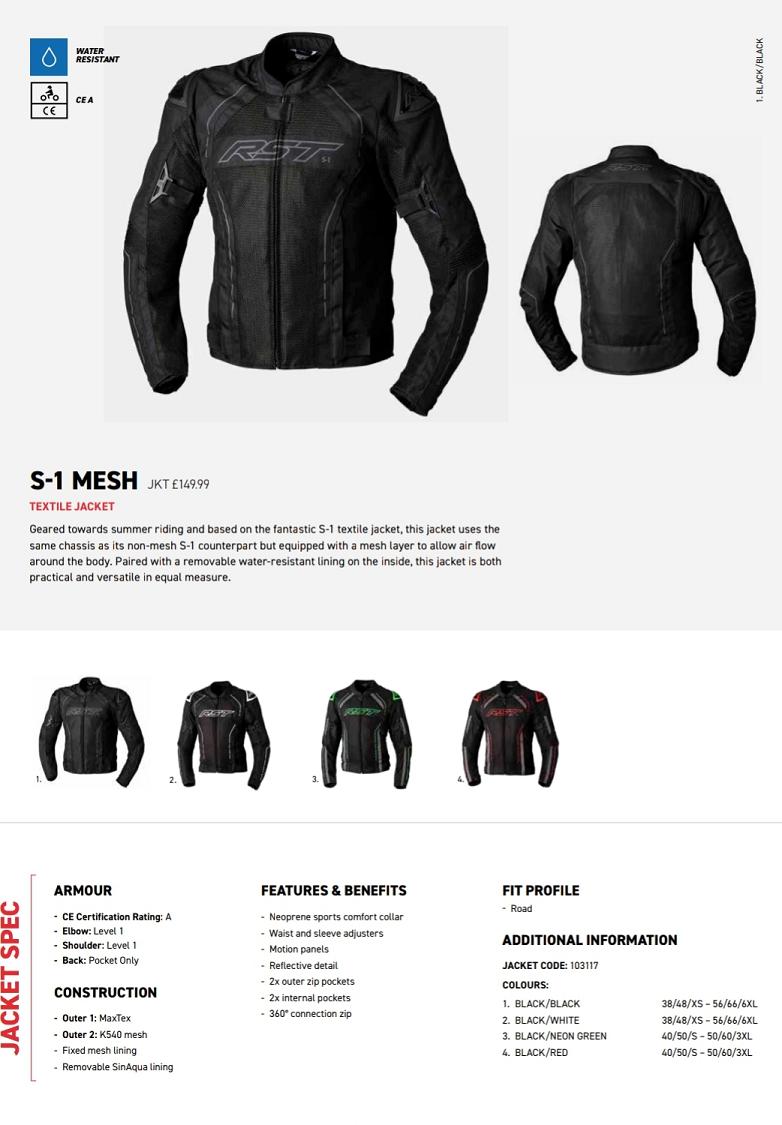 RST S1 mesh textile jacket