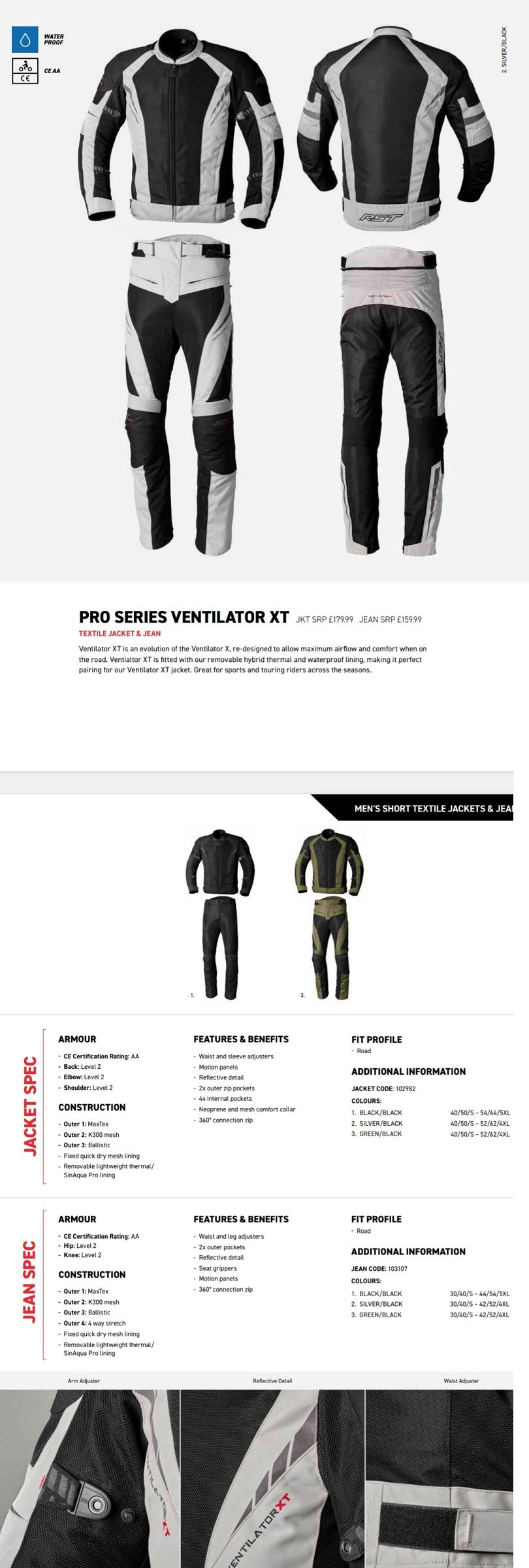 RST Ventilator XT textile jacket and pant
